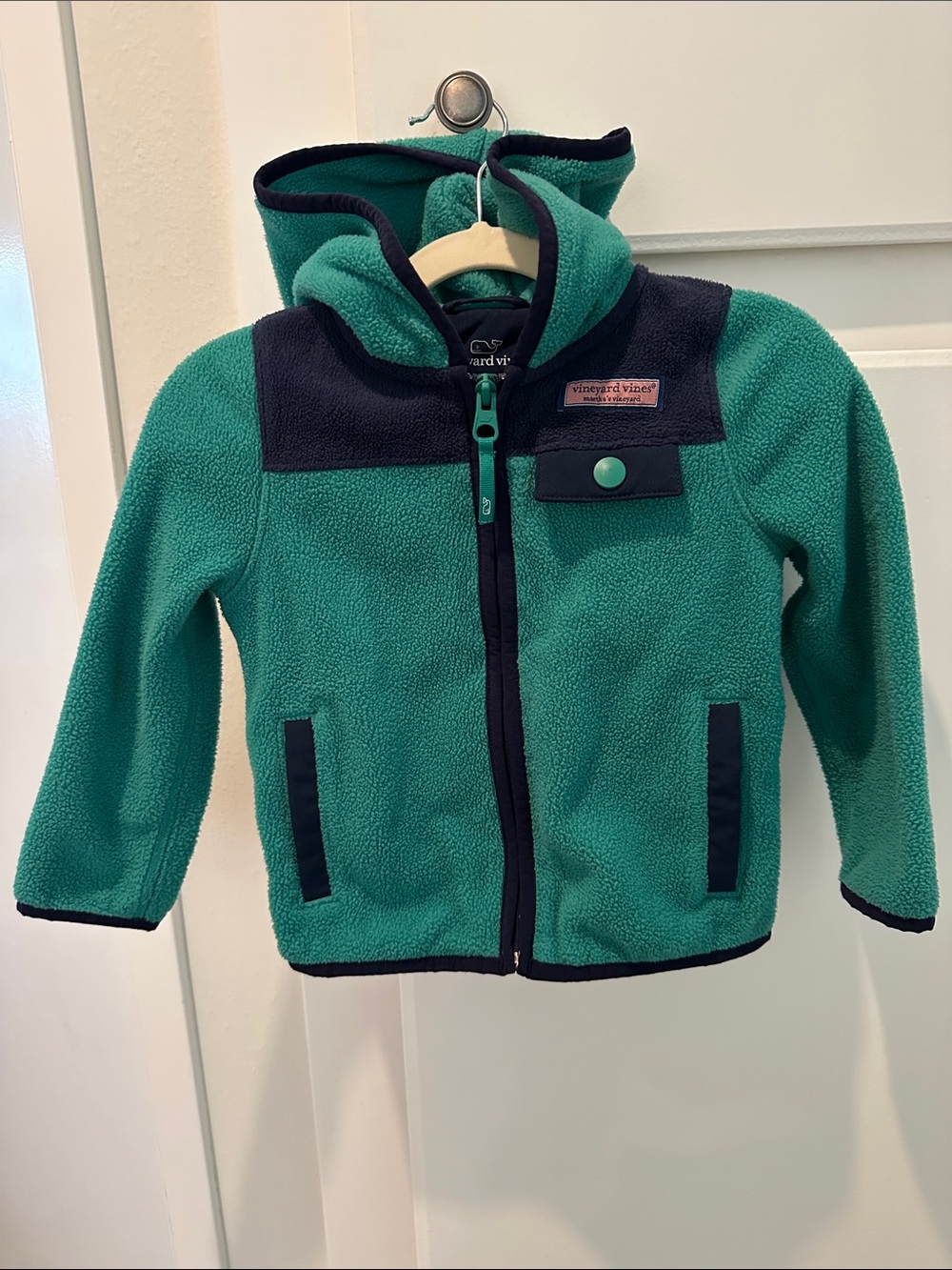 Vineyard Vines Kids Green & Navy Light Zip Up Fleece Jacket - size 3T